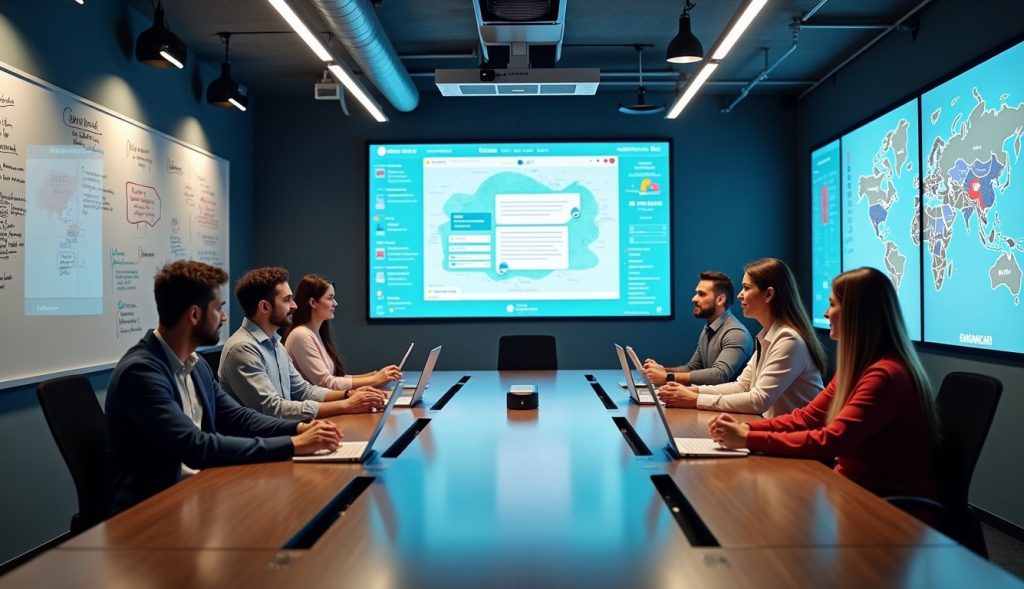 AI Chat tools is being introduce during a business meeting.